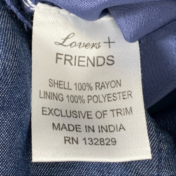 Lovers + FRIENDS size Small Lace Up V Neck Denim Shift Dress - Picture 12 of 13